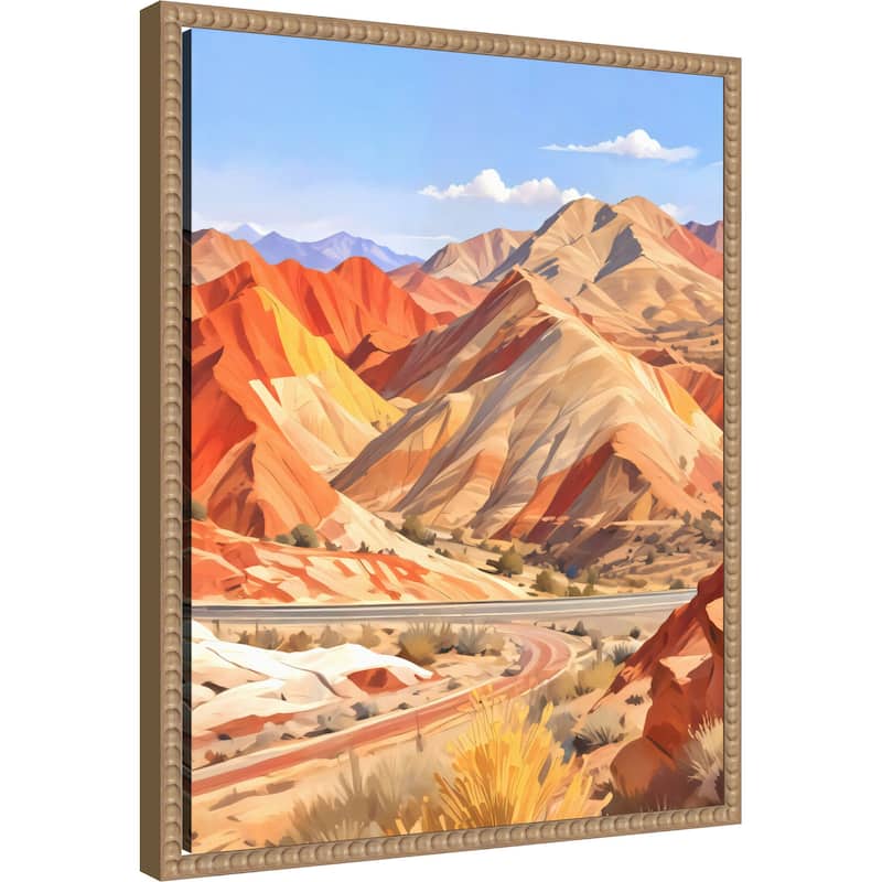 Where the Earth Wears Fire and the Sky Whispers Peace by Uma Gokhale Framed Canvas Wall Art Print