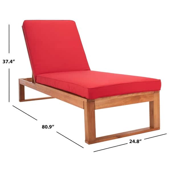 dimension image slide 5 of 8, SAFAVIEH Solano Outdoor Solid Wood Chaise Lounge Chair - 24.8" W x 80.9" L x 37.4" H