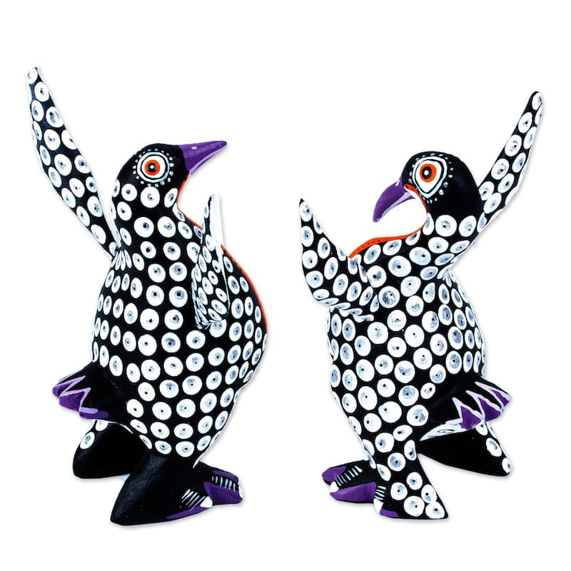 Novica Handmade Happy Emperor Penguins Wood Alebrije Sculpture (Pair)