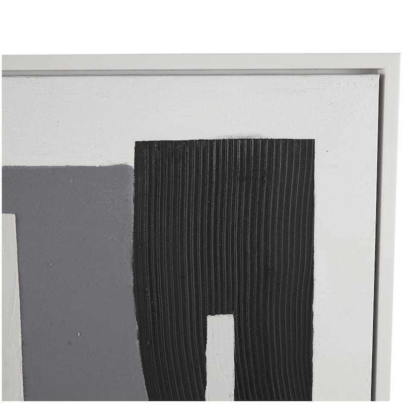 Canvas Geometric Textured Framed Wall Art with Various Shapes and White Accents - Black or White - Roche River Decor