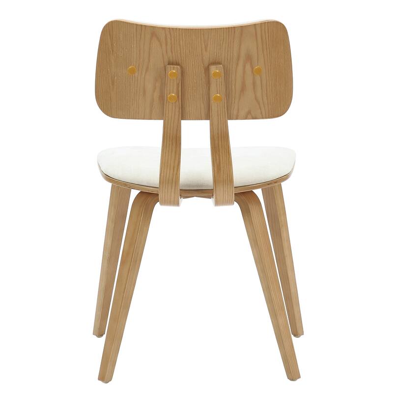 Mid-Century Modern Fabric and Wood Dining Chair, Set of 2 - Beige and Natural