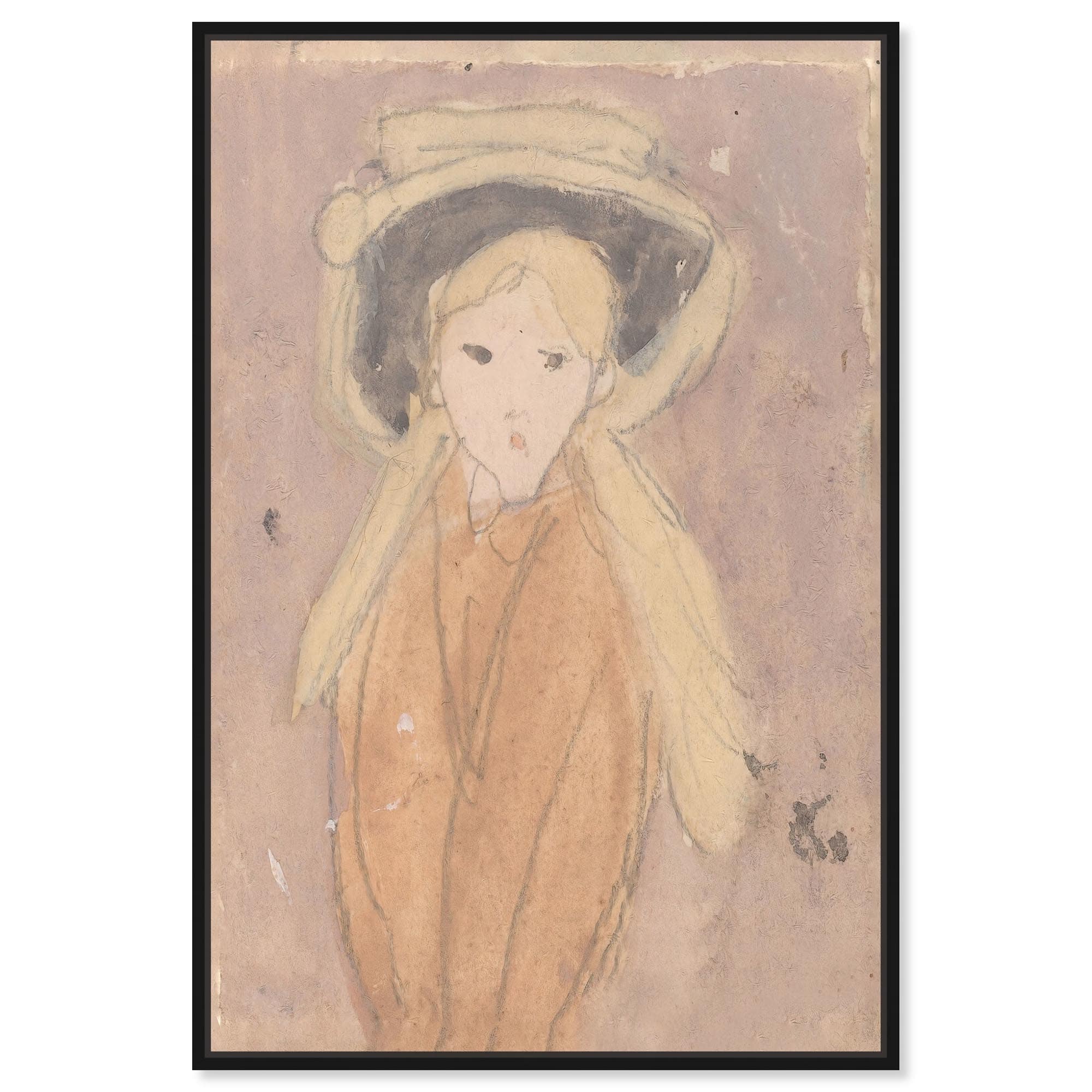 Little Girl with a Large Hat Canvas Classic Nude Art by Art Remedy