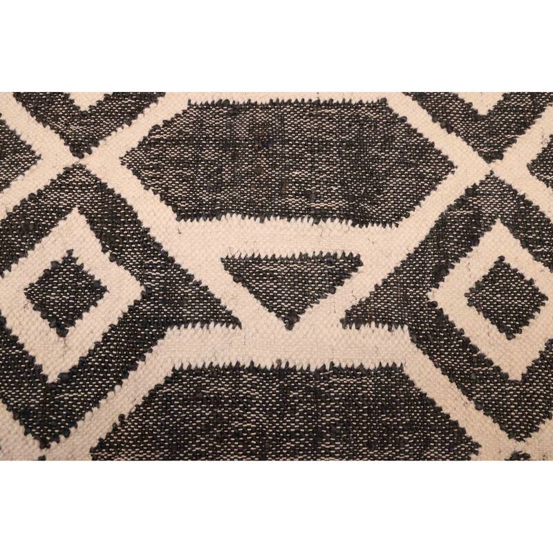 ECARPETGALLERY Flat-Weave Palas Denizli Black, White Kilim - 5'4 x 7'8