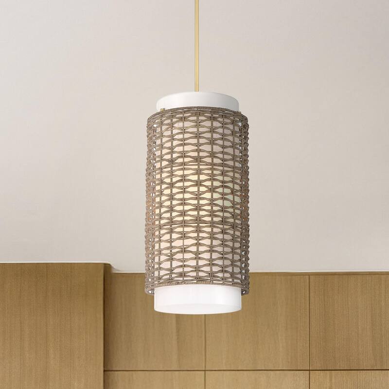 Hunter Laila Luxe Gold with Cased White Glass 1 Light Pendant Ceiling Light Fixture - Large - 25" - Luxe Gold