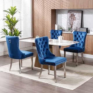 Contemporary Velvet Upholstered Dining Chair Set of 2
