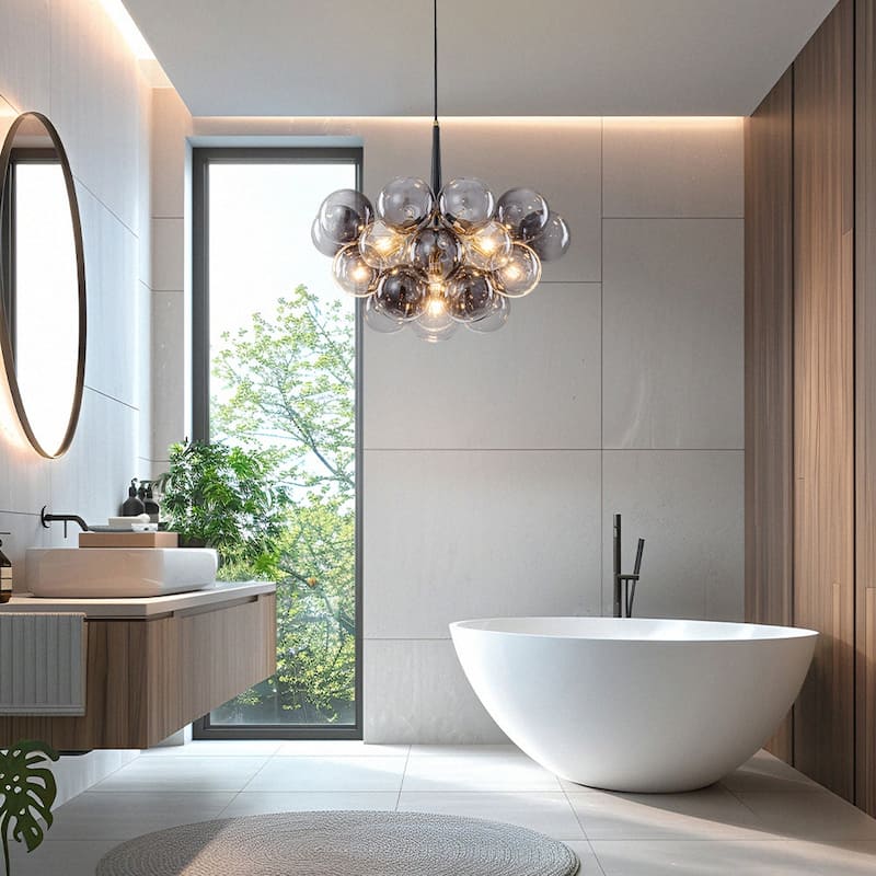 6-Light Bold Modern Gradient Glass Cluster Bubble Chandelier - 24.8 in