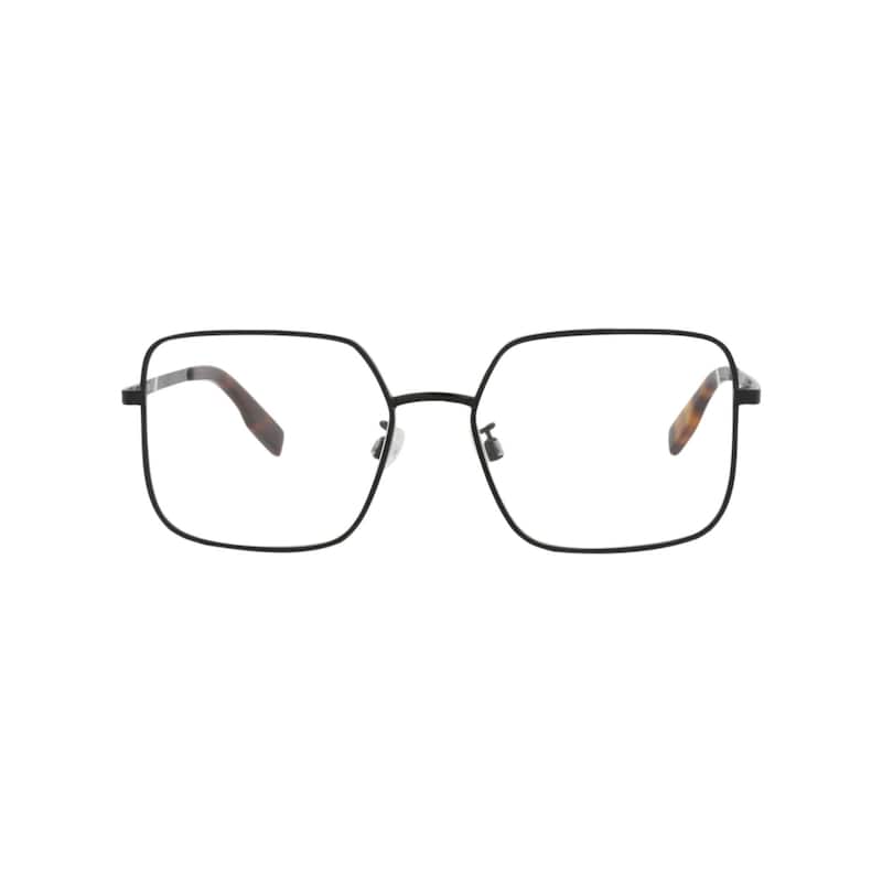 McQ Alexander McQueen Square-Frame Metal Optical Frames, Transparent Lens, Shiny Black Frame