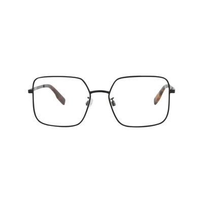 McQ Alexander McQueen Square-Frame Metal Optical Frames, Transparent Lens, Shiny Black Frame