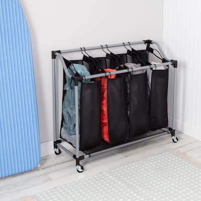 Honey-Can-Do Black Deluxe 4-Compartment Laundry Sorter