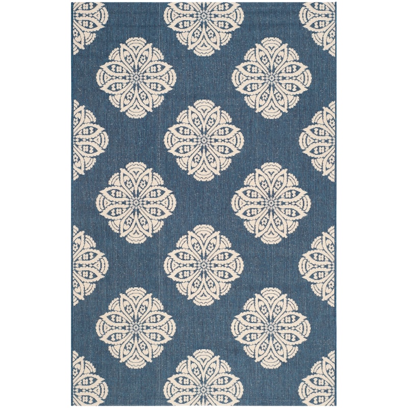 SAFAVIEH Courtyard Cedrine Floral Medallion Indoor/ Outdoor Waterproof Patio Rug Backyard