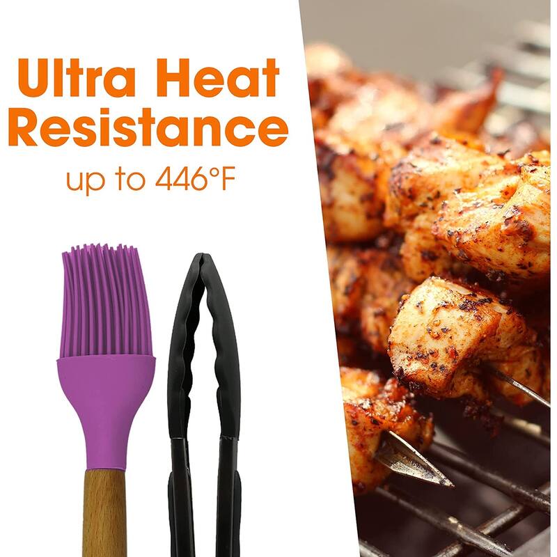 Cheer Collection Silicone Spatula Set with Wooden Handles