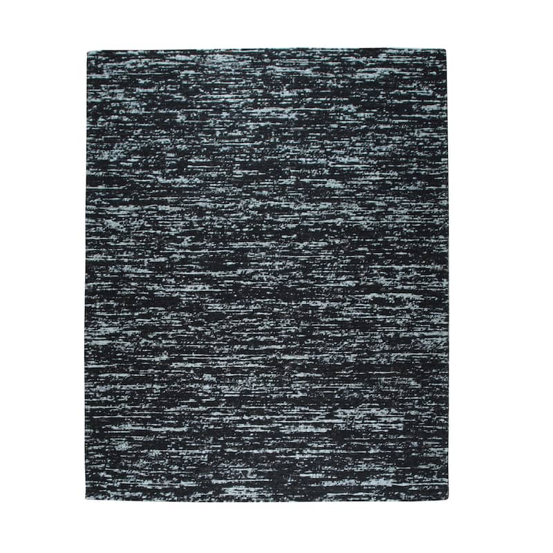 Home Décor Black Hand-Knotted Wool Natural Modern Flat Rug by EORC | Luxurious and Elegant Area Rug
