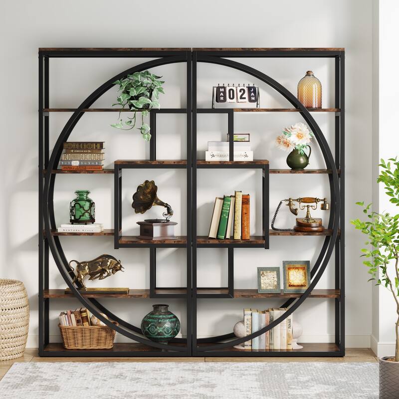 70.8" Tall Modern Geometric Bookshelf with 6-tier storage Shelf - 70.8"H