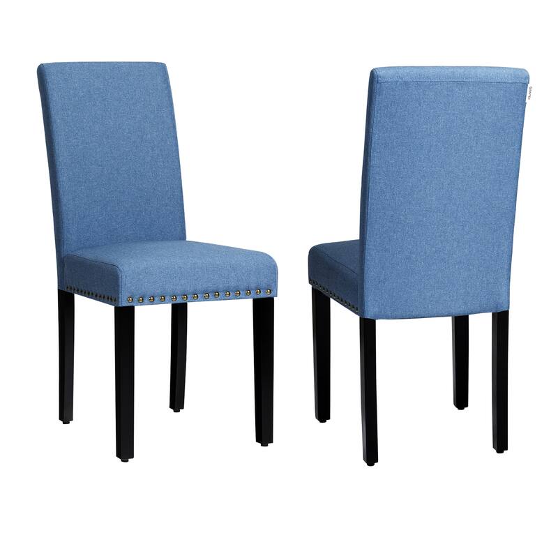 Costway Set of 2 Fabric Dining Chairs Upholstered with Nailhead Trim - See Description