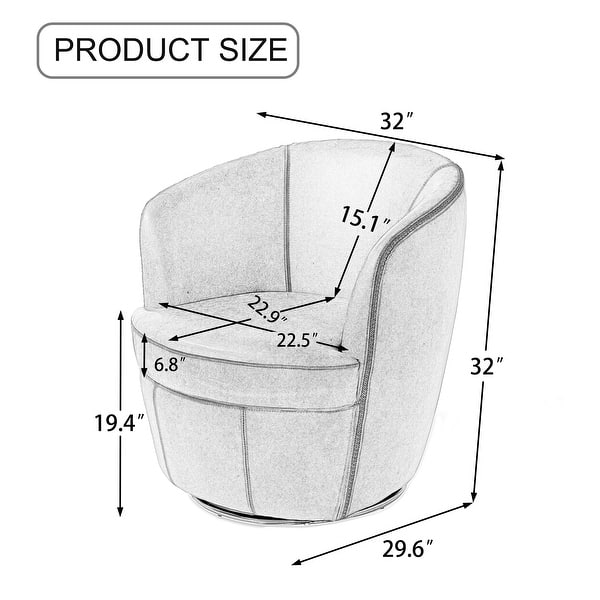 dimension image slide 0 of 5, 2 Set Faux Leather Club Swivel Barrel Accent Chair