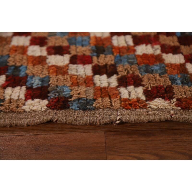 Hand Knotted Oriental 100% Wool Carpet Modern Geometric Red Moroccan Area Rug - 7' 9'' X 5' 6''