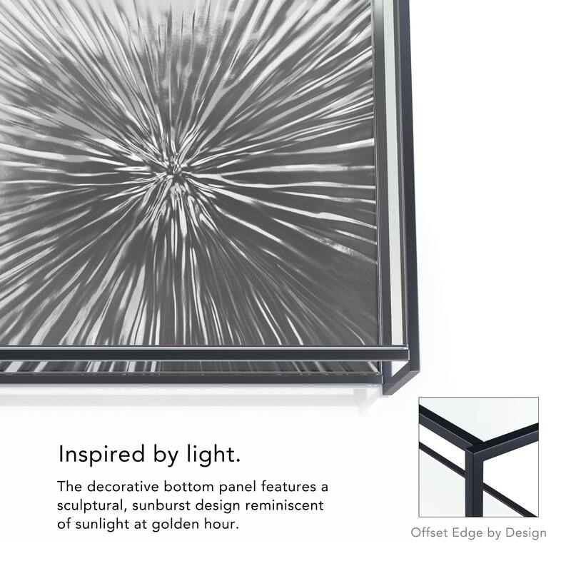 247 Shop At Home Aureum Modern 1-Shelf Coffee Table with Sunburst Base and Tempered Glass Top