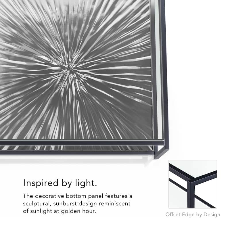 247 Shop At Home Aureum Modern 1-Shelf End Table with Sunburst Base and Tempered Glass Top