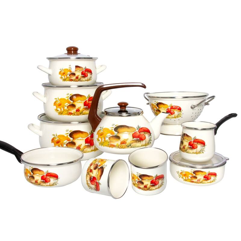 STP Goods 2.3Qt Mushrooms Enamel Kettle - 2.3 Qt