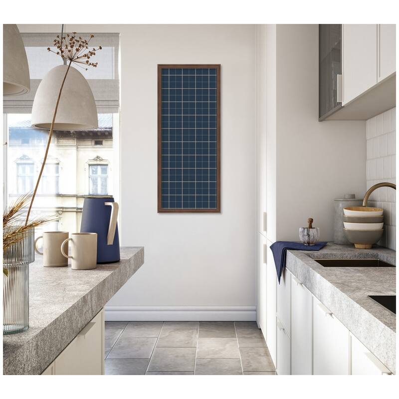 Kate and Laurel Framed Fabric Pinboard Navy Blue Plaid Wall Organization