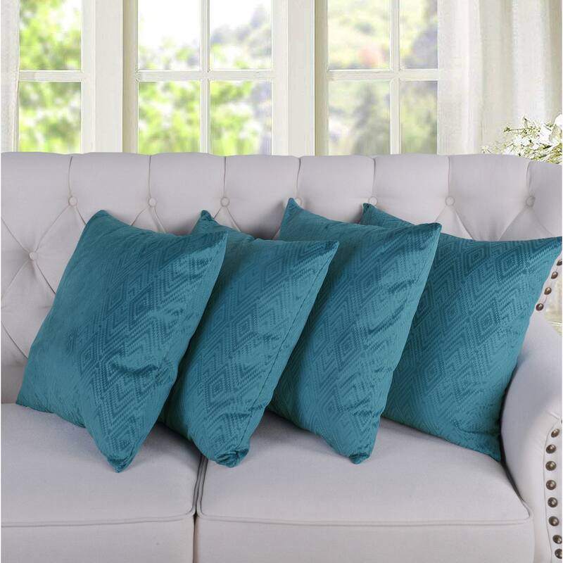 Tonopah Ikat Velvet Throw Pillow Cover Set, NO INSERT - 20" x 20" - Storm Blue