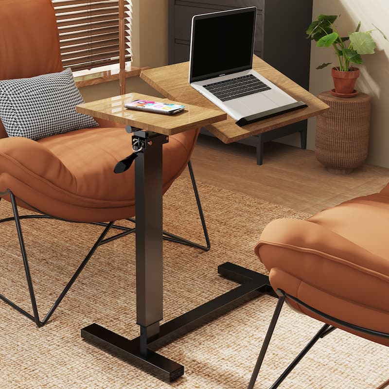 Adjustable Overbed Table Mobile Over Bed Bedside Desk with Hidden Wheels