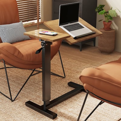 Adjustable Overbed Table Mobile Over Bed Bedside Desk with Hidden Wheels