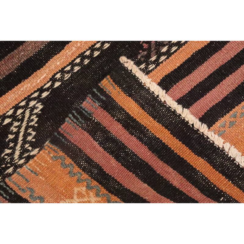 Hand Woven Oriental 100% Wool Carpet Southwestern Tribal Oranges & Rust Kilim Area Rug - 10' 9'' X 6' 4''