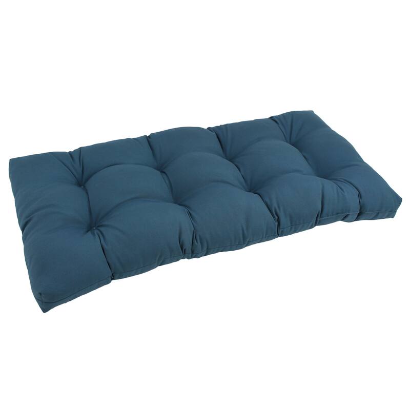 Solid Twill Tufted Indoor Bench Cushion (Multiple widths from 42 to 60 inch) - 42" wide - Indigo