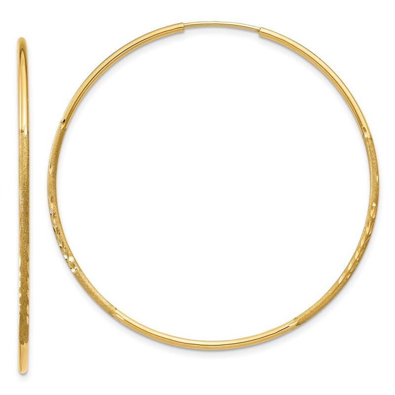 Curata 14k Yellow Gold Sparkle Cut Endless Hoop Earrings - 46x46mm