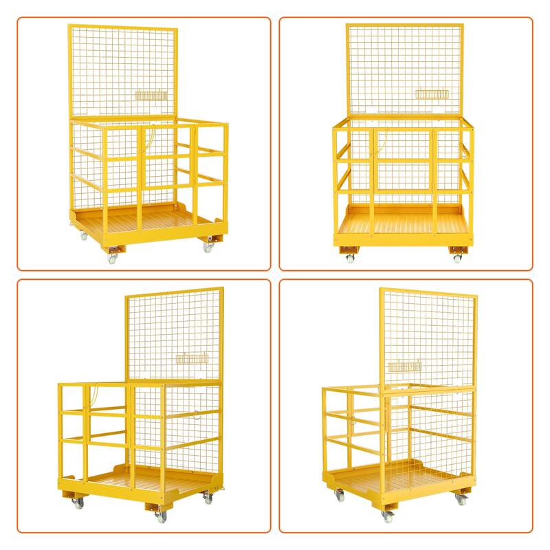 Forklift Safety Cage, 36"x36" Forklift Man Basket Foldable Forklift Work Platform with Double Chain Guardrail for Aerial Work