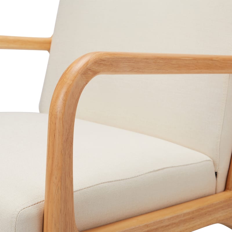 Jomeed Oak Wood Frame Mid Century Modern Accent Chair for Living Room, Beige - 13.9