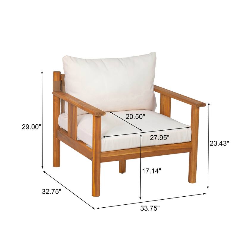 Christopher Knight Home - Acacia Wood Outdoor Patio Conversation Set