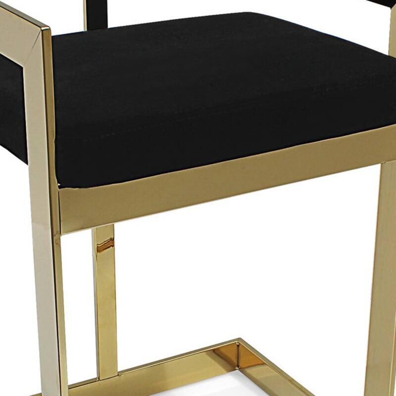 Velvet Stainless Steel Low Back Bar Chair with Armrests and Footrest