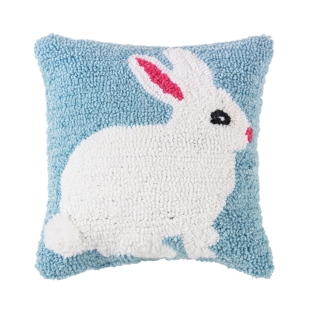 12" x 12" Easter Bunny Hooked Pillow