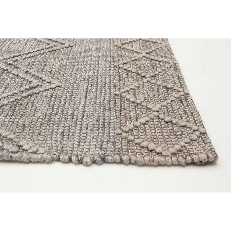 ECARPETGALLERY Braid weave Sienna Grey Wool Rug - 6'1 x 8'10