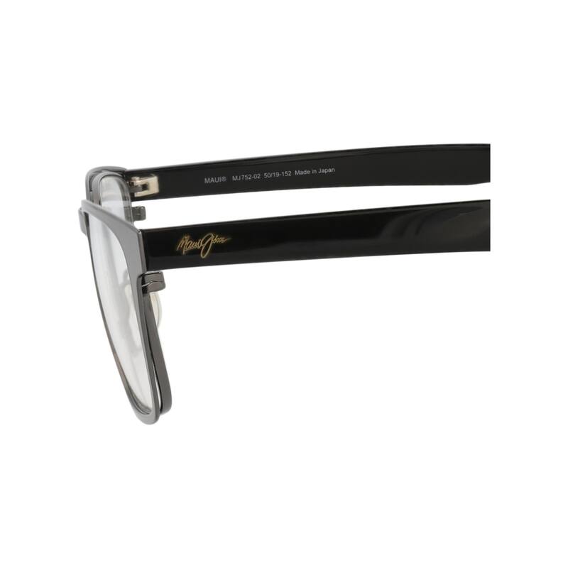 Maui Jim Square-Frame Stainless Steel Optical Frames, Transparent Lens, Adriatic Gunmetal Frame