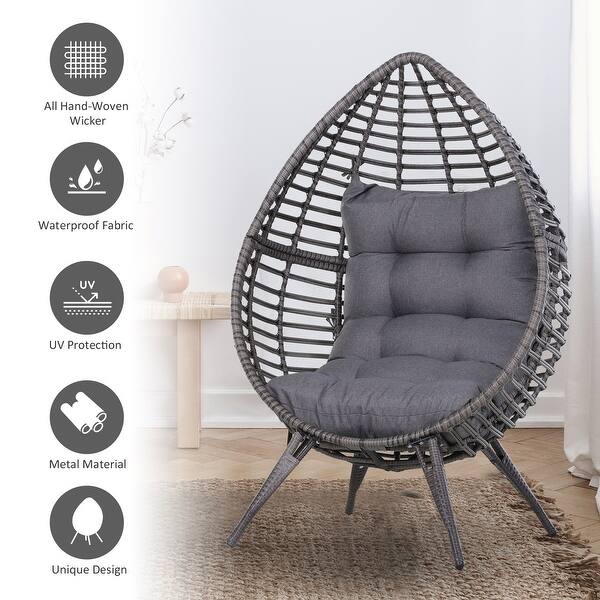 Shop Outsunny Outdoor Indoor Wicker Teardrop Chair With Cushion Rattan Lounger Overstock 31021319,How To Draw Girls Eyes
