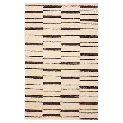 ECARPETGALLERY Hand-knotted Tangier Cream Wool Rug - 4'11 x 8'0