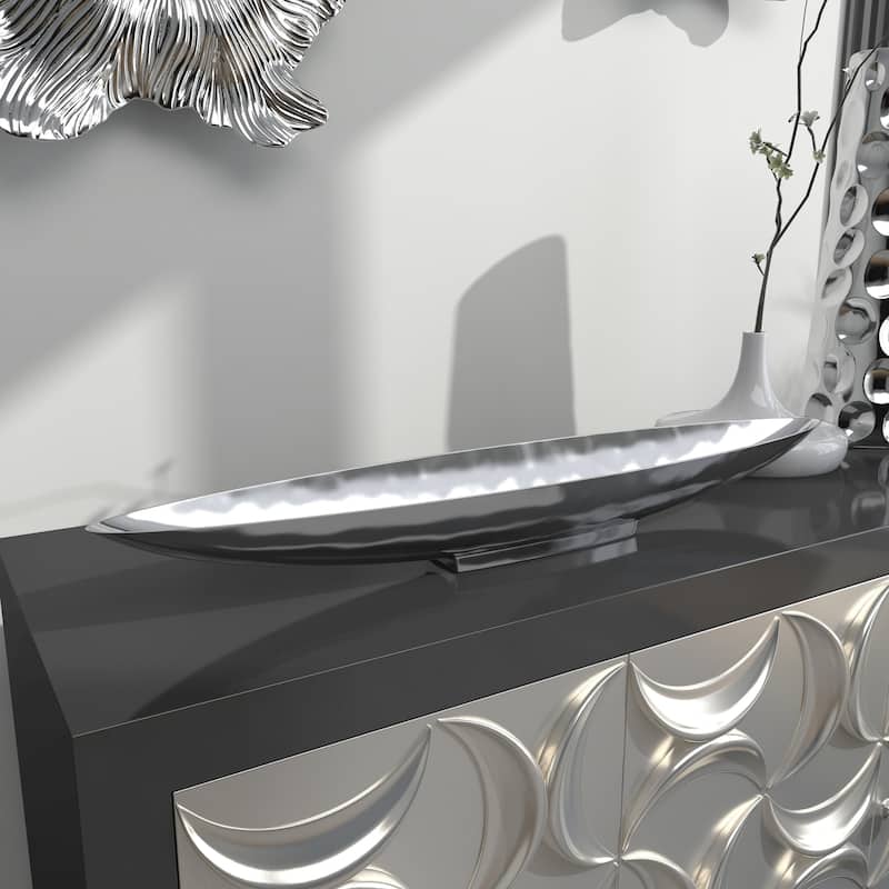 Aluminum Metal Living Room Decor Tray - Silver - Roche River Decor