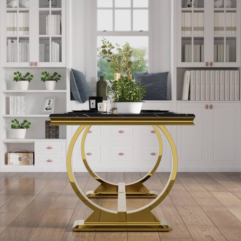 Luxurious Dining Room Table Set with Velvet Dining Chairs