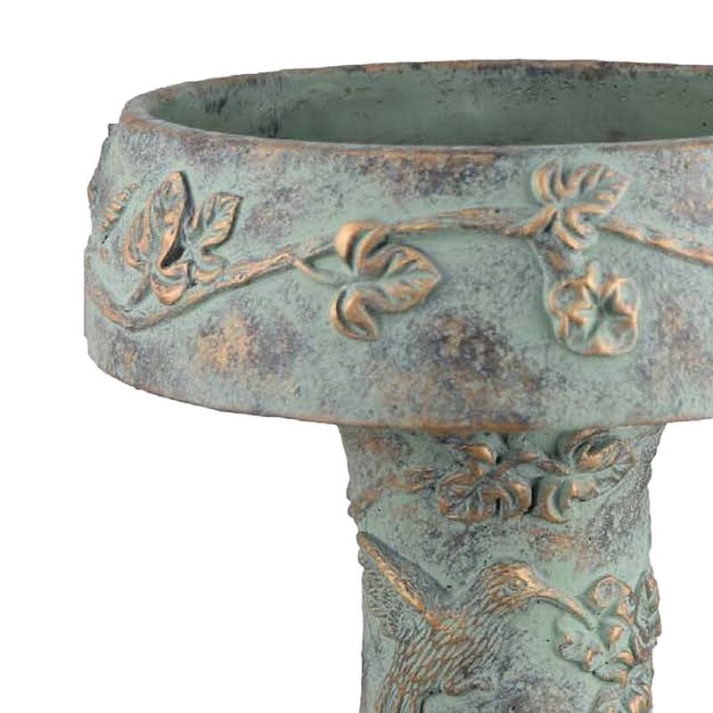 Menon Bird Bath Feeder, Decorative Designs, Green Terracotta, 20 Inch