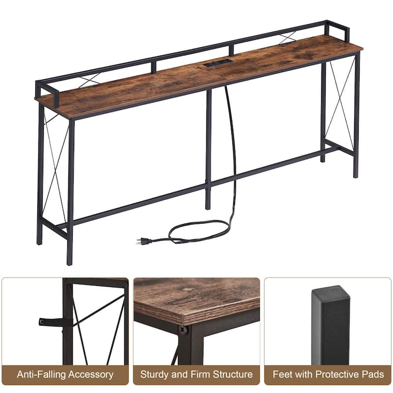 5-Pieces Console Table with Bar Stools Set, with 2 Outlet and 2 USB Ports, Dining Table Sets for Breakfast Nook