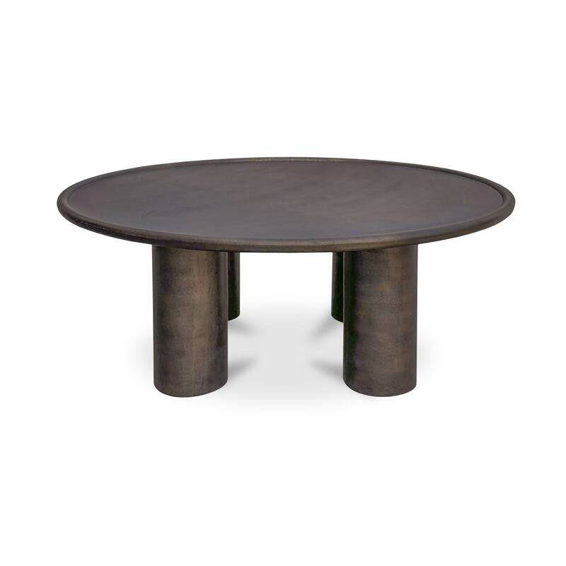 NADAAL STUDIOS Jossan Outdoor Coffee Table, Round Cast Aluminum, Large, Deep Bronze