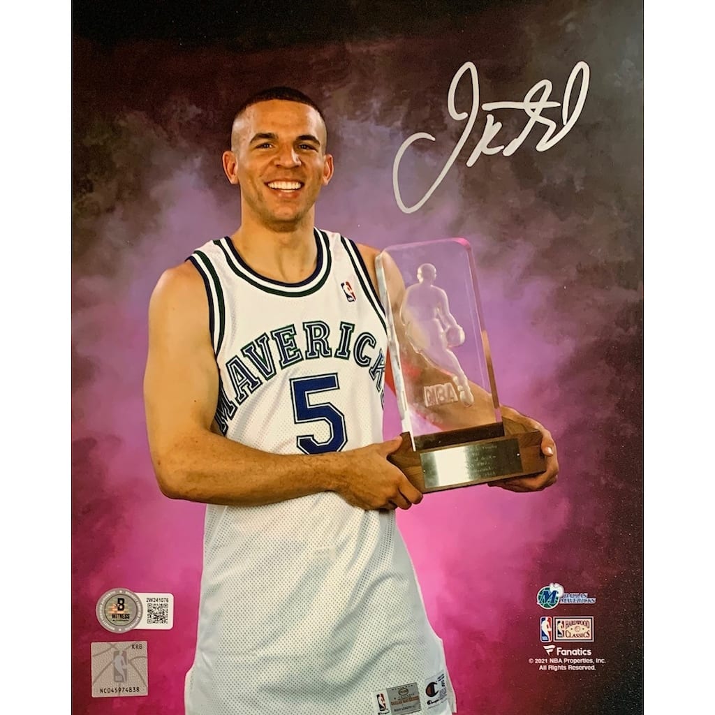 Jason Kidd Autographed Dallas Mavericks Rookie of the Year Signed Basketball 8x10 Photo Beckett COA - 8'6" x 11'6"