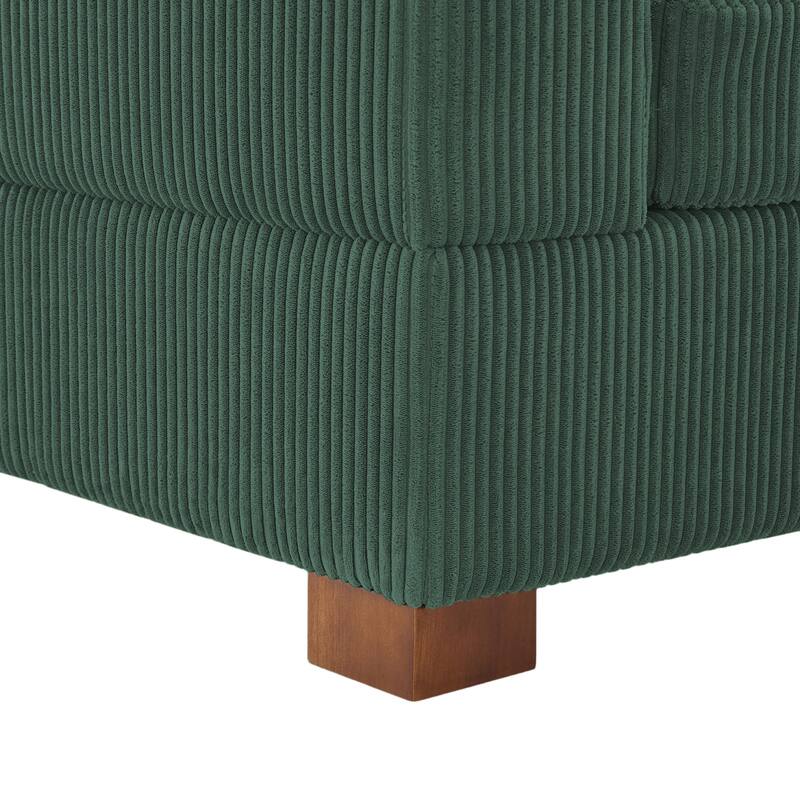 118" W Corduroy L-shape Modular Sectional Sofa with Pillows