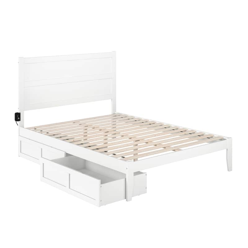 NoHo Queen Platform Bed with 2 Drawers in White