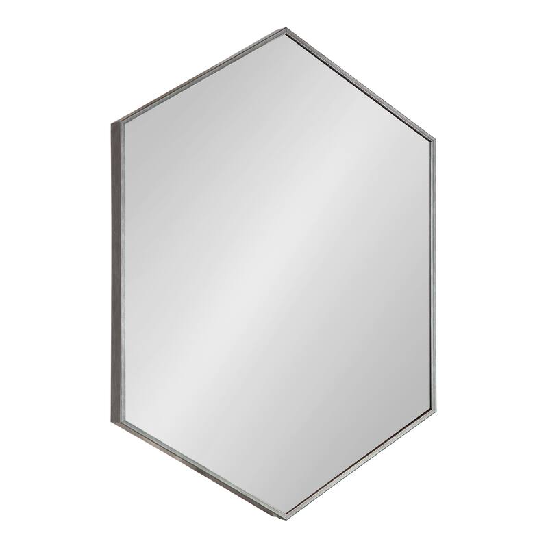 Kate and Laurel Rhodes Framed Mid-century Hexagonal Wall Mirror - 22x31 - Dark Silver
