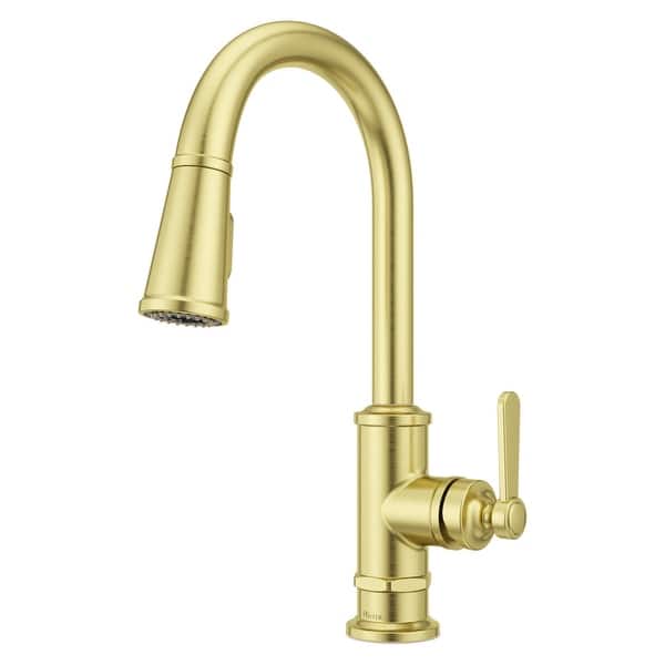 slide 2 of 16, Pfister Port Haven 1.8 GPM Deck Mounted Pull Down Kitchen Faucet Brushed Gold