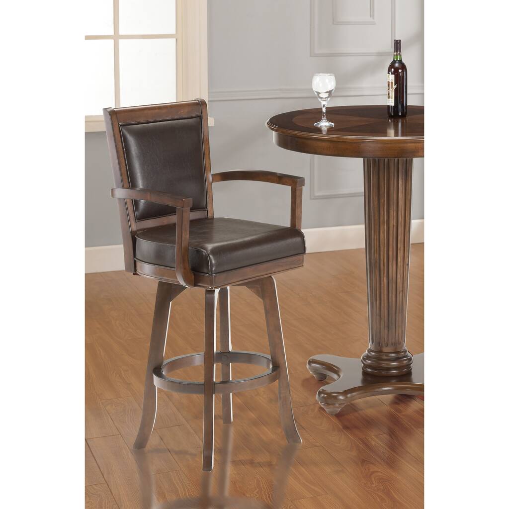 Hillsdale Furniture Ambassador Wood Bar Height Swivel Stool, Medium Brown Cherry - 23"W x 22"L x 46.5"H